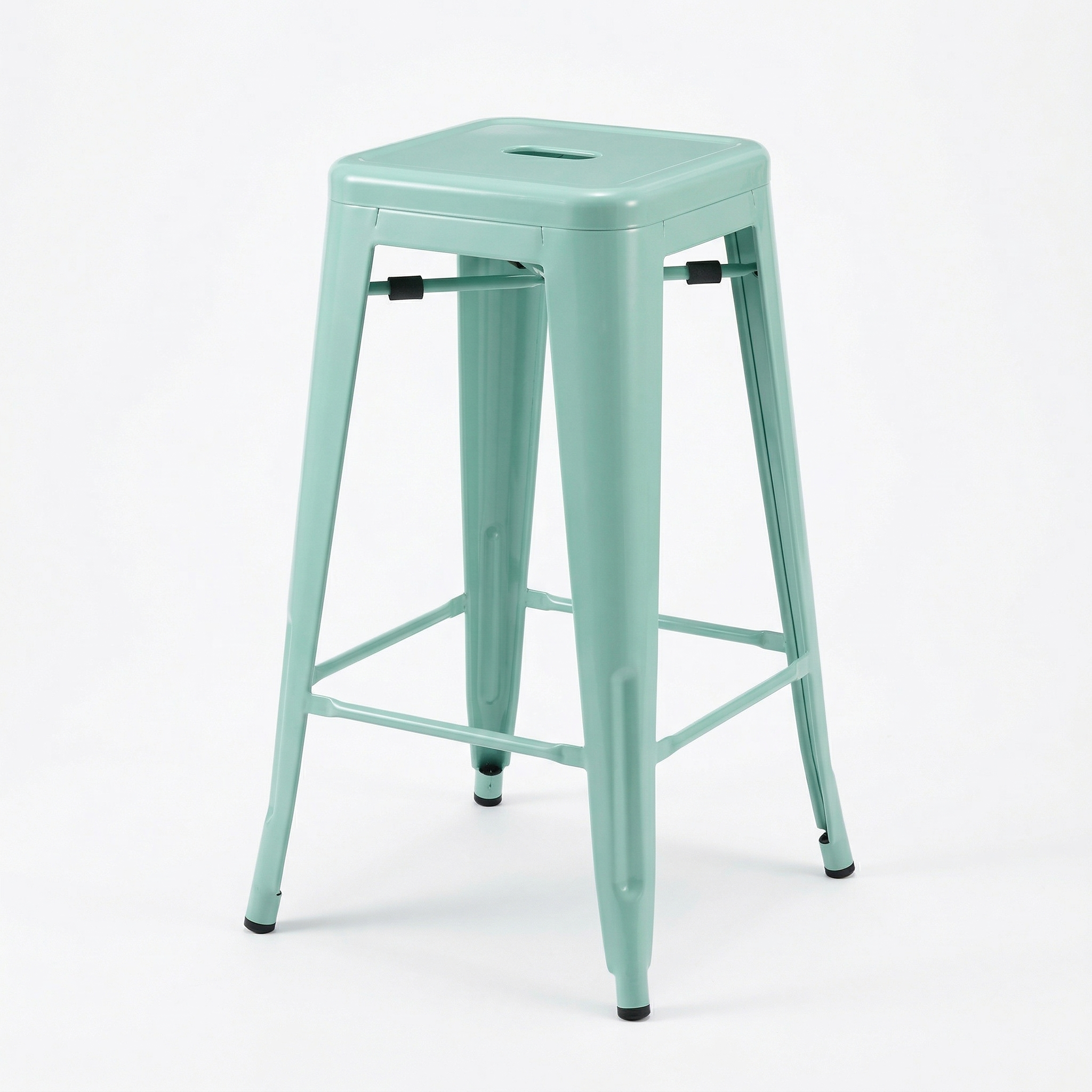 Industrial Green Light Metal Bar Stool