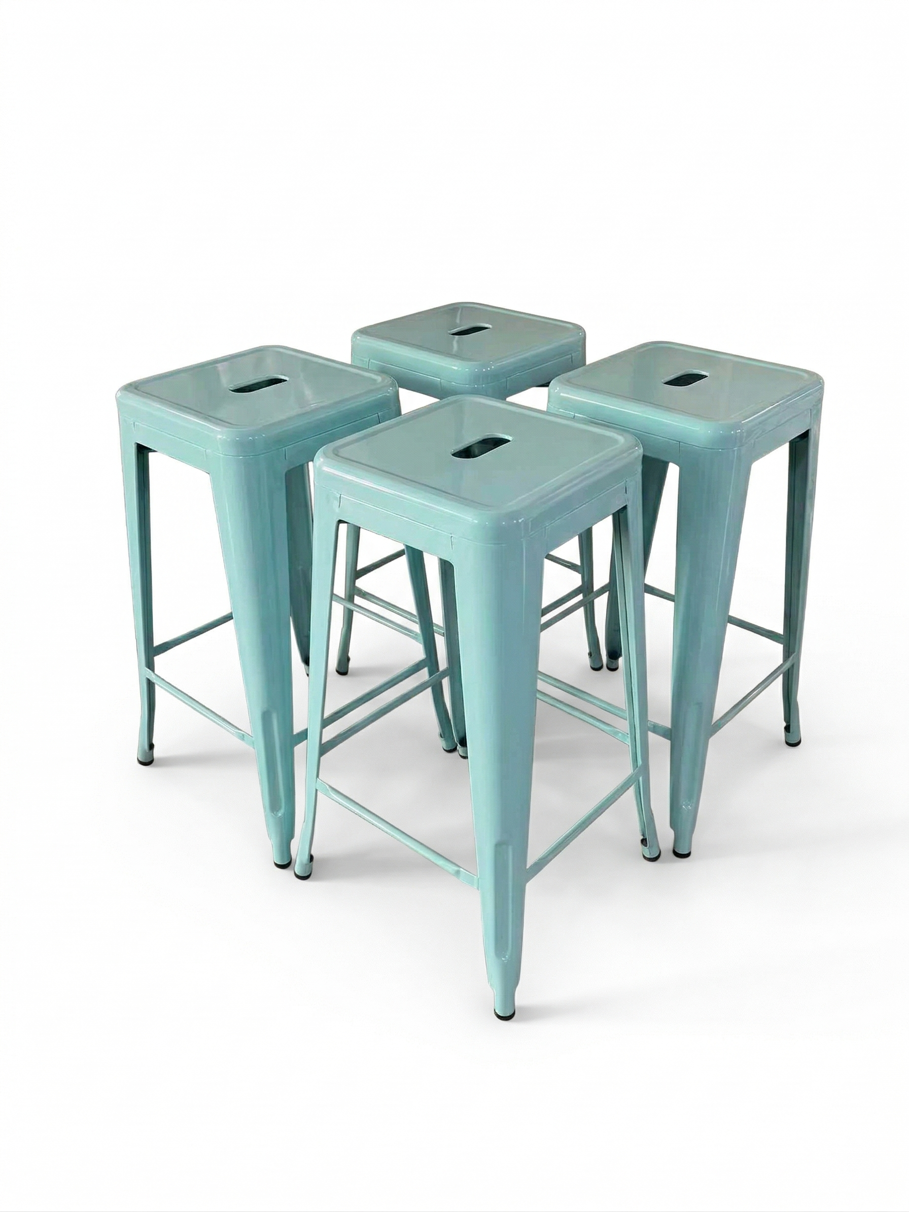 Industrial Green Light Metal Bar Stool