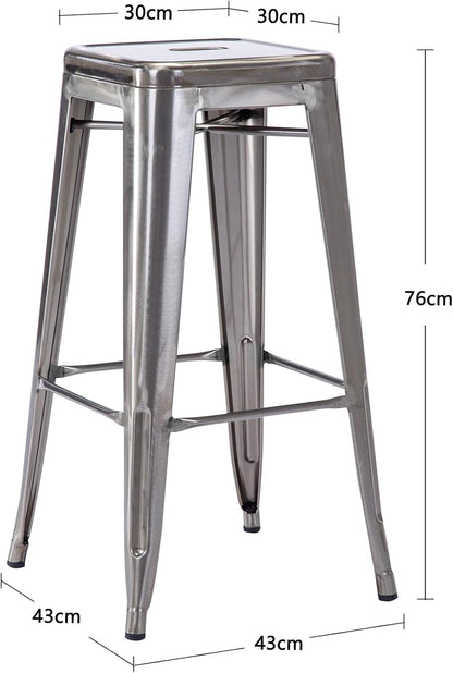 Industrial Loft Metal Dining Chair – Stackable Bistro Chairs in Gunmetal Grey