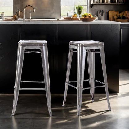 Industrial Loft Metal Dining Chair – Stackable Bistro Chairs in Gunmetal Grey