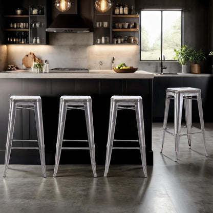 Industrial Loft Metal Dining Chair – Stackable Bistro Chairs in Gunmetal Grey