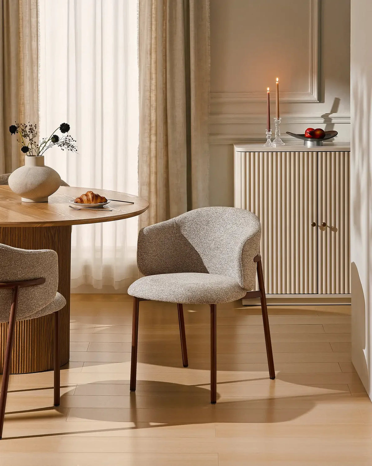 Luna Greige Dining Chair – Japandi Mid-Century Modern Style