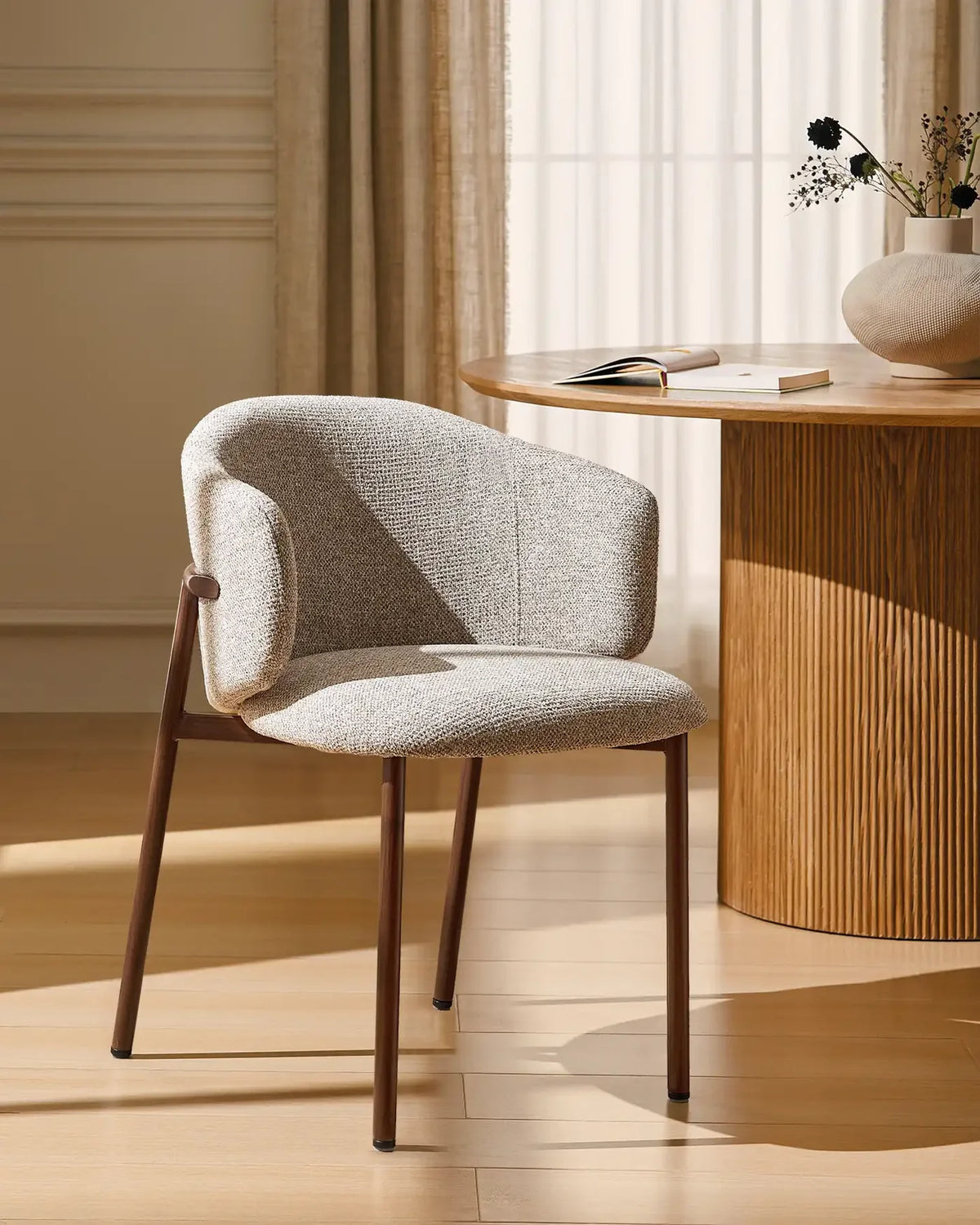Luna Greige Dining Chair – Japandi Mid-Century Modern Style