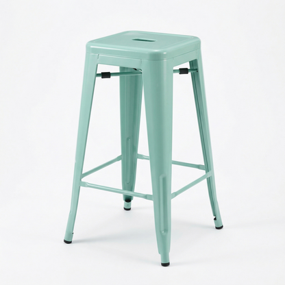 Industrial Green Light Metal Bar Stool