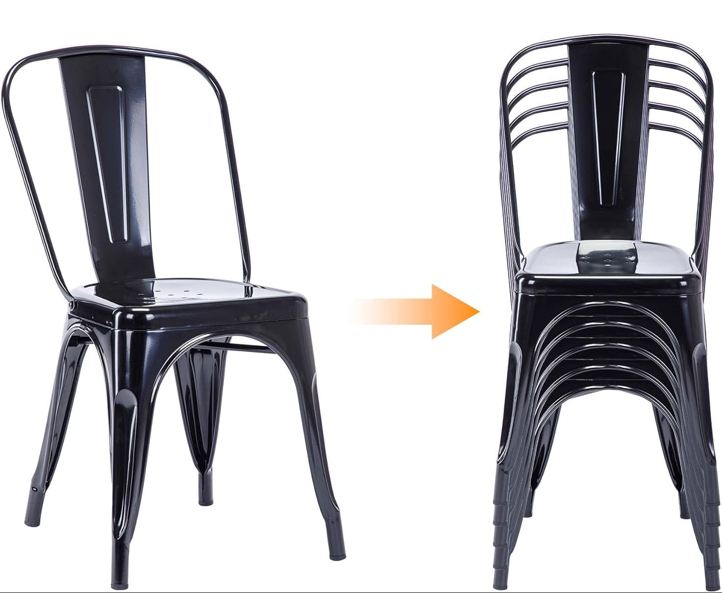 Industrial Stackable Metal Dining Chair – Heavy Duty 149kg Capacity – Waterproof & Rust-Resistant Bistro Chair for Kitchen, Cafe, and Garden – Indoor/Outdoor Versatile Seating