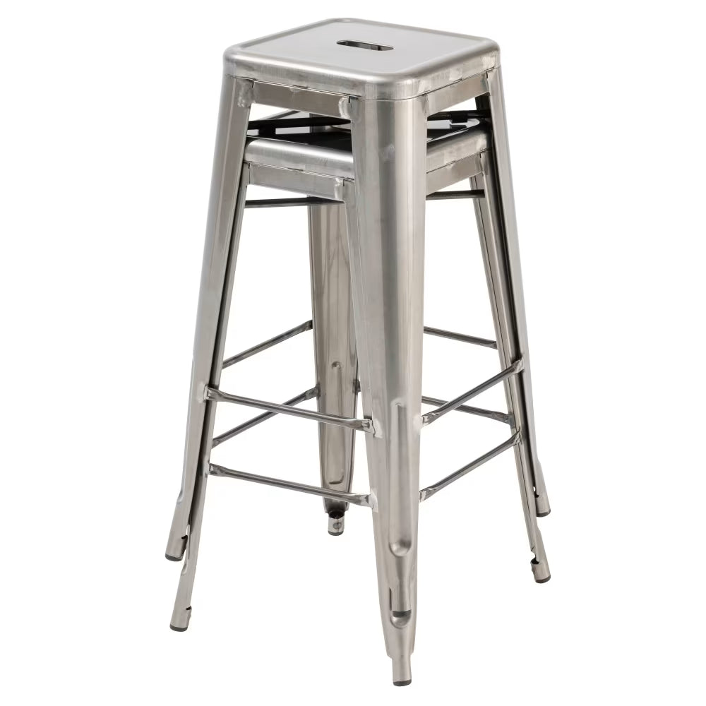 Industrial Loft Metal Dining Chair – Stackable Bistro Chairs in Gunmetal Grey